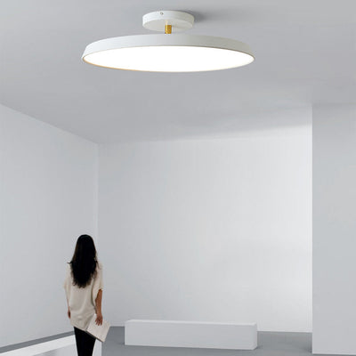 Modern Minimalist Round Hardware Acrylic LED Semi-Flush Mount Ceiling Light For Living Room