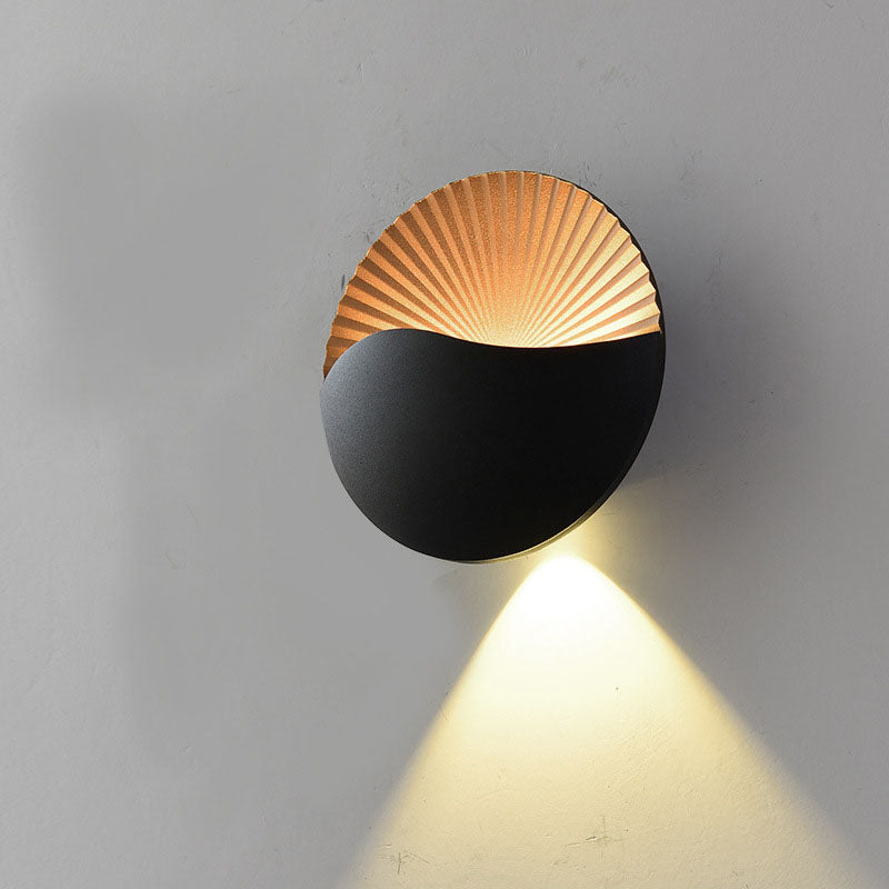 Modern Minimalist Waterproof Round Shell Aluminum LED Outdoor Wall Sconce Lamp For Garden