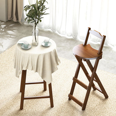 Contemporary Simplicity Bamboo X-Shaped Legs Foldable Bar Stool Low Back Footrest For Dining Room