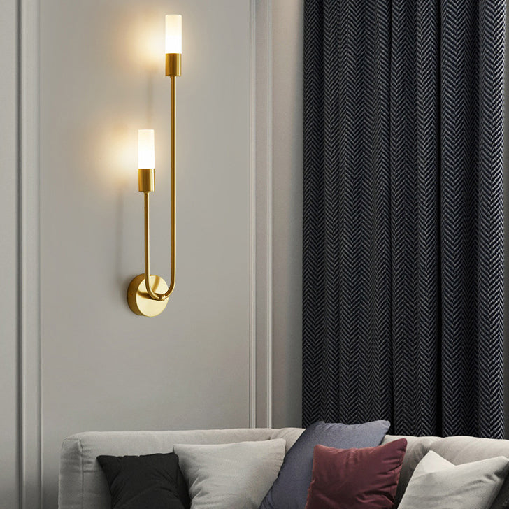 Modern Minimalist Cylindrical Iron Acrylic 2-Light Wall Sconce Lamp For Bedroom