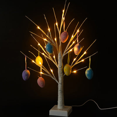 Contemporary Creative Easter Egg Decorated Tree Plastic LED USB Table Lamp For Bedroom