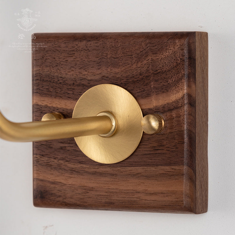 Contemporary Retro Copper Solid Wood 1-Light Wall Sconce Lamp For Bedroom