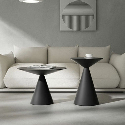 Modern Minimalist Round Cone Aluminum Metal End Table 1-Tier For Living Room