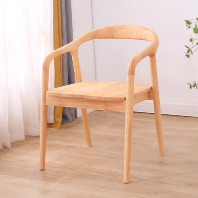 Modern Minimalist Arched Curve Frame Solid Wood Linen Dining Chair Backrest Armrest For Dining Room