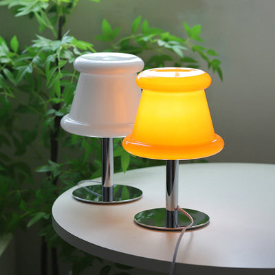 Contemporary Creative Hat Glass Shade Iron 1-Light Table Lamp For Bedroom