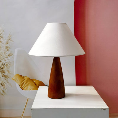 Vintage Minimalist Mushroom Solid Wood PVC Fabric 1-Light Table Lamp