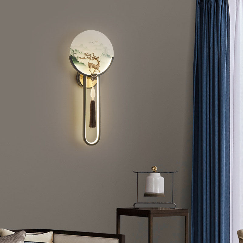 Applique murale LED traditionnelle chinoise en verre tout cuivre pour salon 