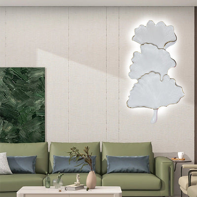 Contemporary Nordic Ginkgo Leaf Resin LED Wall Sconce Lamp For Living Room