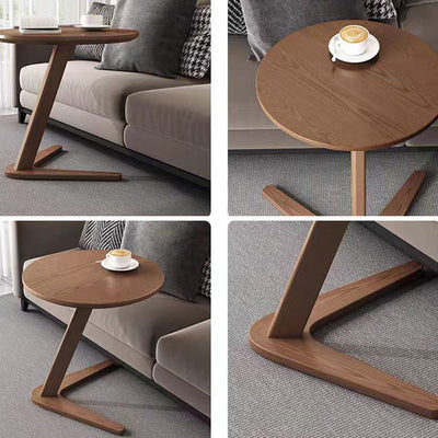 Contemporary Nordic Round Triangle Base Wood Coffee Table For Living Room