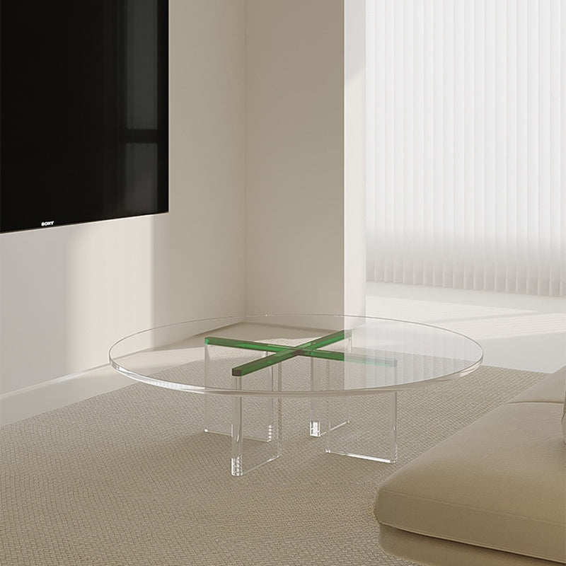 Modern Minimalist Cross Base Acrylic Coffee Table For Living Room