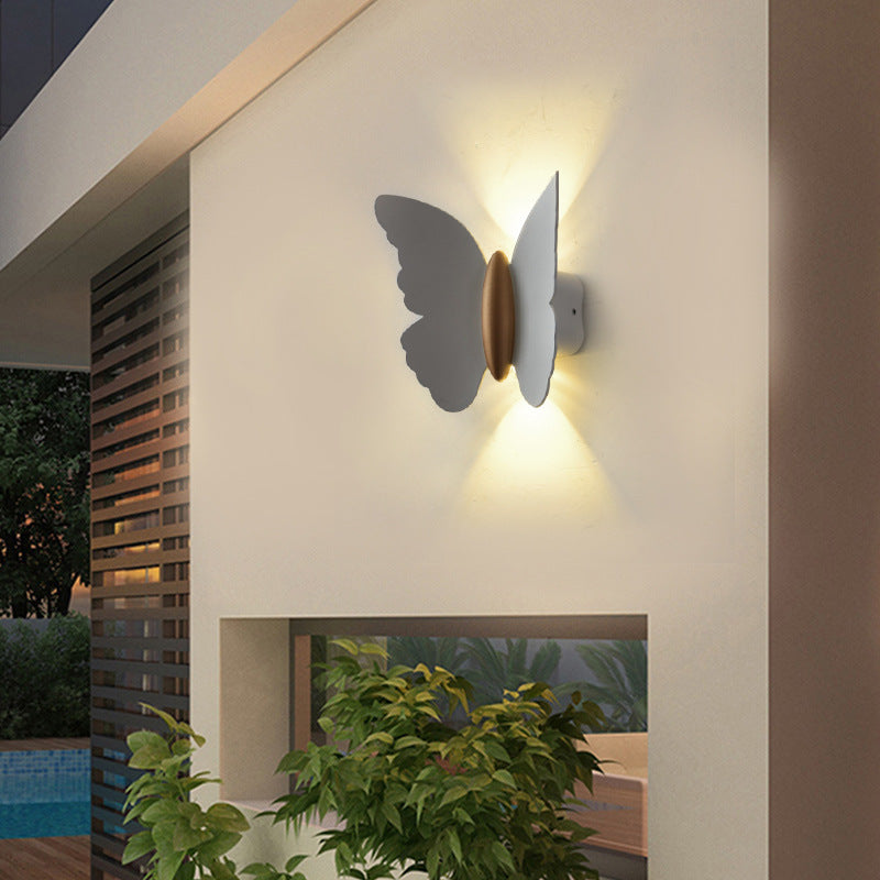 Modern Minimalist Waterproof Butterfly Aluminium LED Outdoor Wall Sconce Lamp For Outdoor Patio