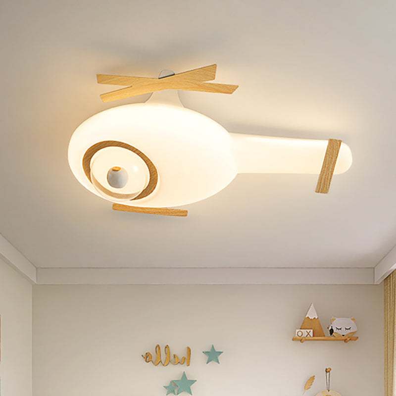 Modern Minimalist Kids Airplane Iron PE LED Flush Mount Ceiling Light For Bedroom