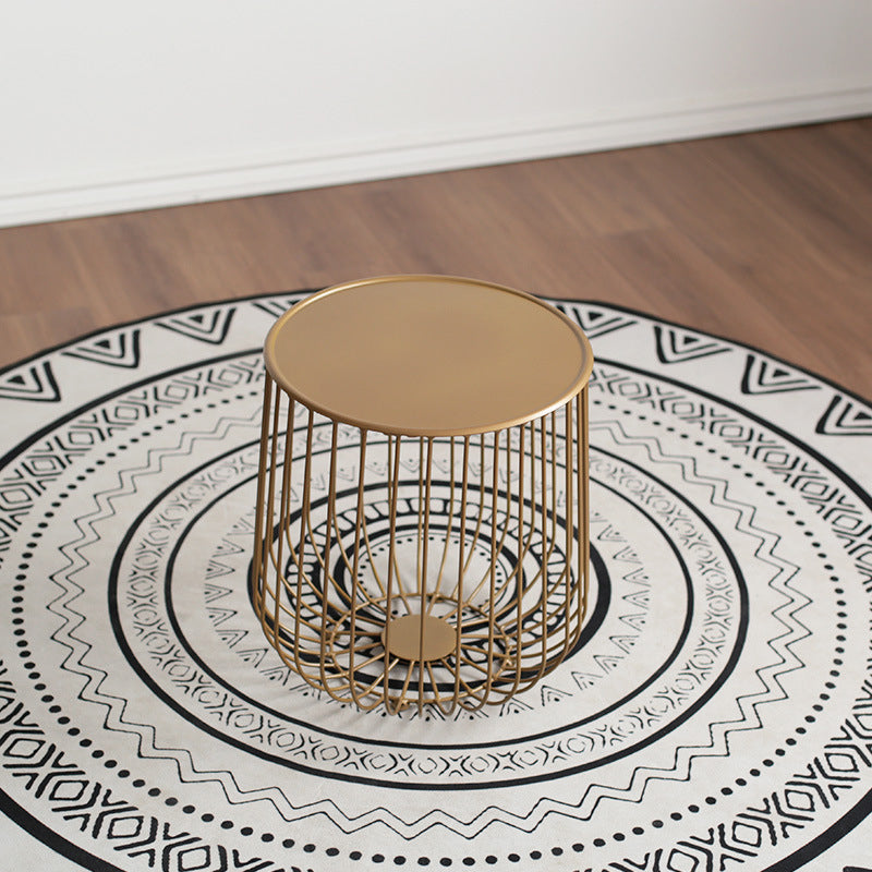 Contemporary Simplicity Iron Round Cage Design Coffee Table For Living Room