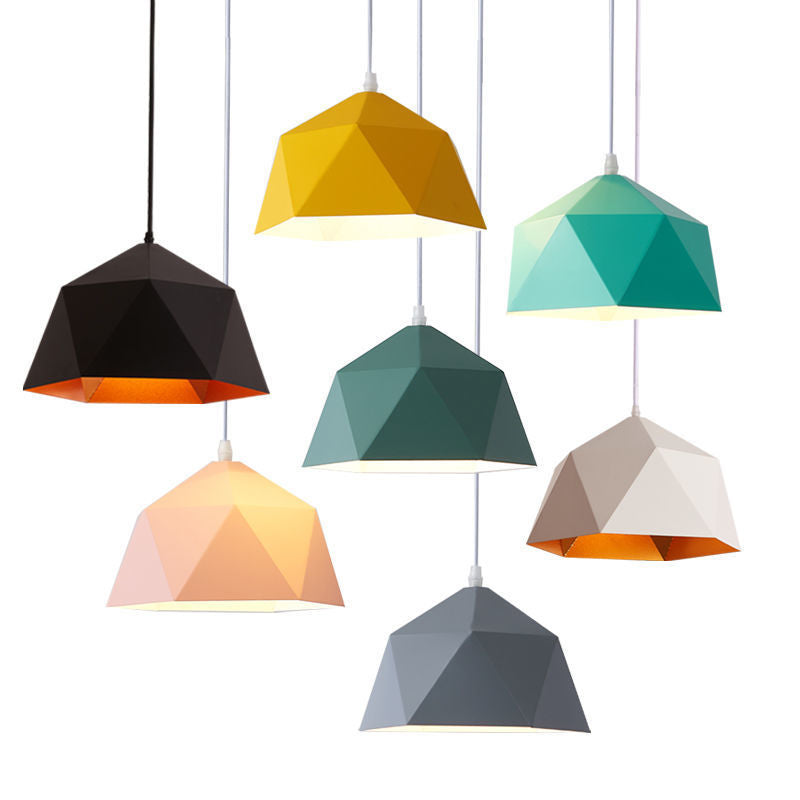 Modern Macaroon Iron Geometric Lozenge 1-Light Pendant Light