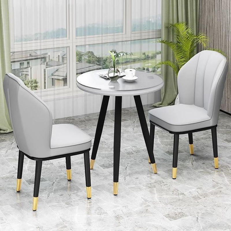 Modern Luxury PU Leather Padded Dining Chair Wing Backrest Armless For Dining Room