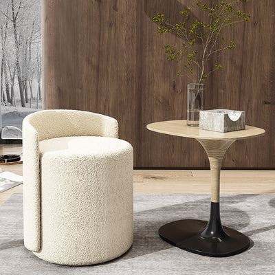 Modern Minimalist Cylinder Leather Cashmere Kilim Bird Check Foam Vanity Stool Backrest Swivel For Bedroom