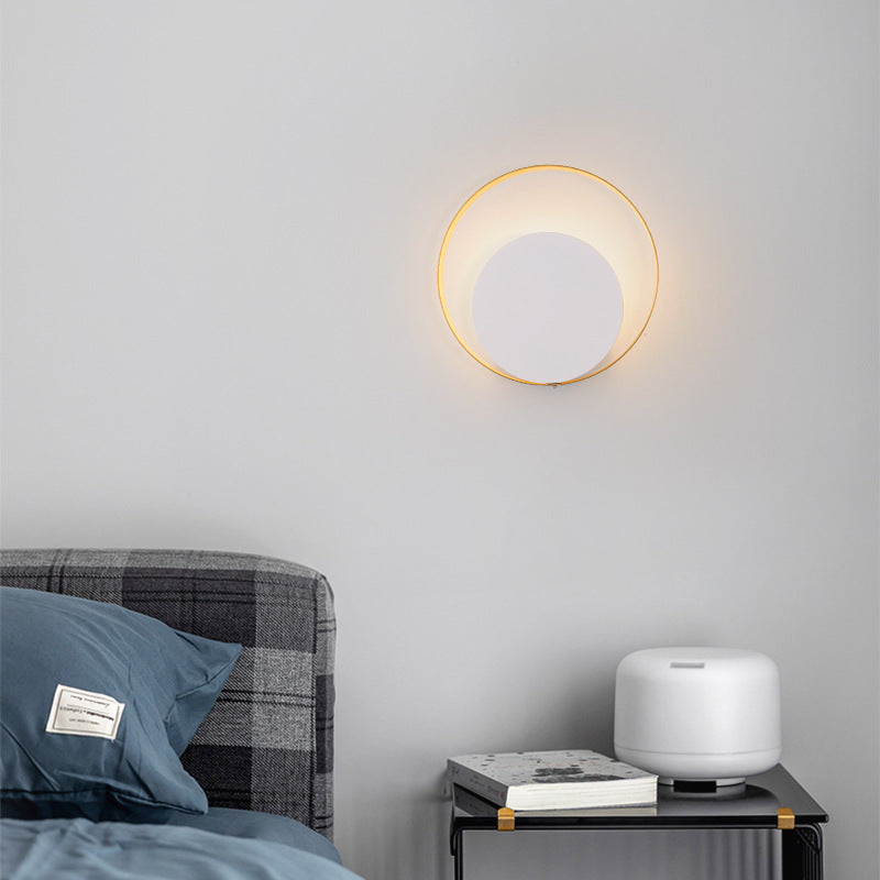 Modern Minimalist Iron Circle Ring 1-Light Wall Sconce Lamp For Bedroom