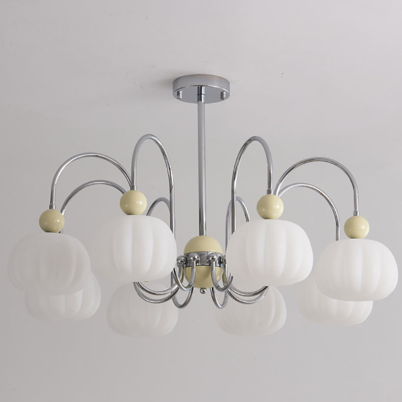 Modern Minimalist Pumpkin Branch Orb Iron PE 8-Light Chandelier For Bedroom