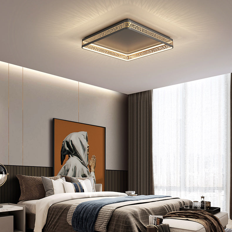 Modern Simplicity Iron Round Bird Nest Hollow Design LED Flush Mount Ceiling Light For Living Room