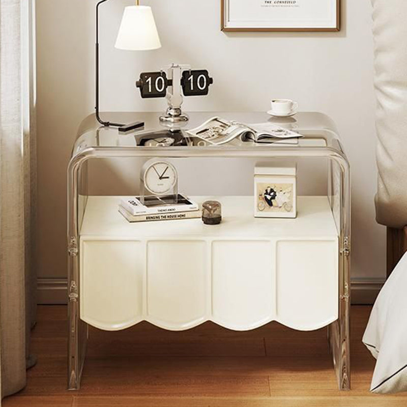 Modern Simplicity Rectangular Tabletop Acrylic Solid Wood Nightstand 1-Drawer For Bedroom