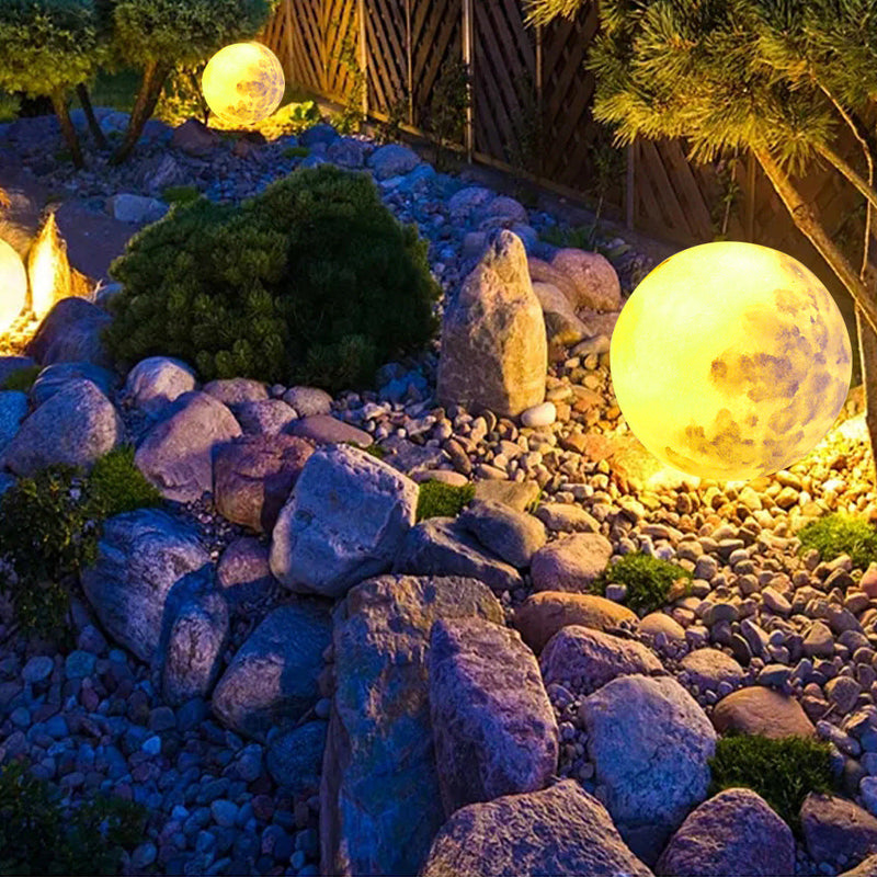 Contemporary Creative Moon Resin 1-Light Outdoor Landscape Light For Garden