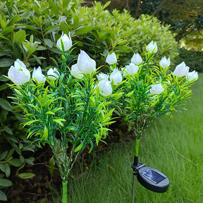 Contemporary Creative Waterproof Imitation Gardenia LED Solar Lawn Insert Light For Outdoor Patio