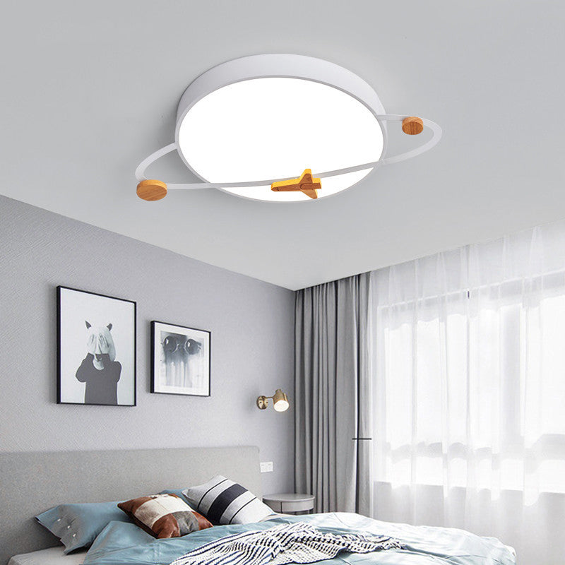 Contemporary Scandinavian Round Planet Design LED Kids Flush Mount Ceiling Light For Bedroom