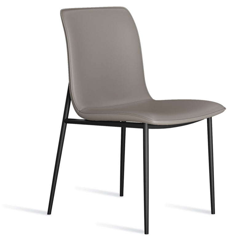 Modern Minimalist Leather Carbon Steel Sponge Square Dining Chair Backrest For Dining Room