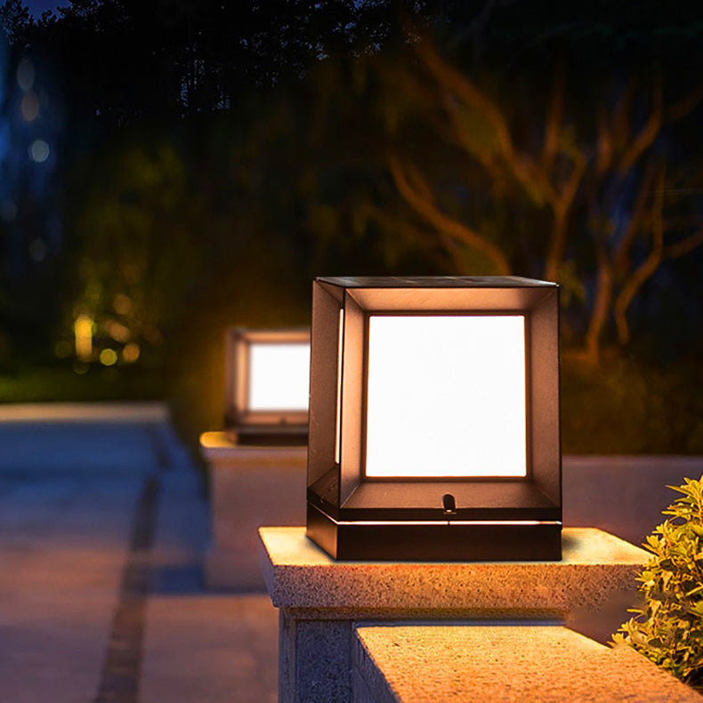 Contemporary Industrial ABS Square Acrylic 1-Light Solar Waterproof Landscape Light For Outdoor Patio