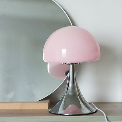 Modern Simplicity Iron Glass Mushroom Dome 1-Light Table Lamp For Bedside