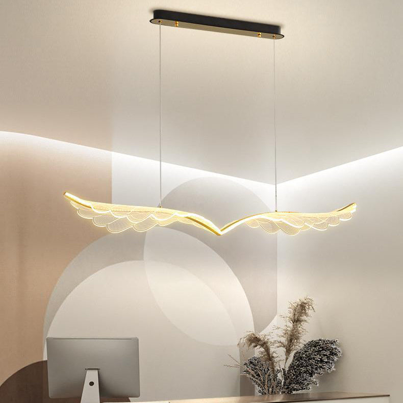 Contemporary Creative Angel Wing Acrylic Shade Hardware LED Island Light Pendant Light For Bedroom