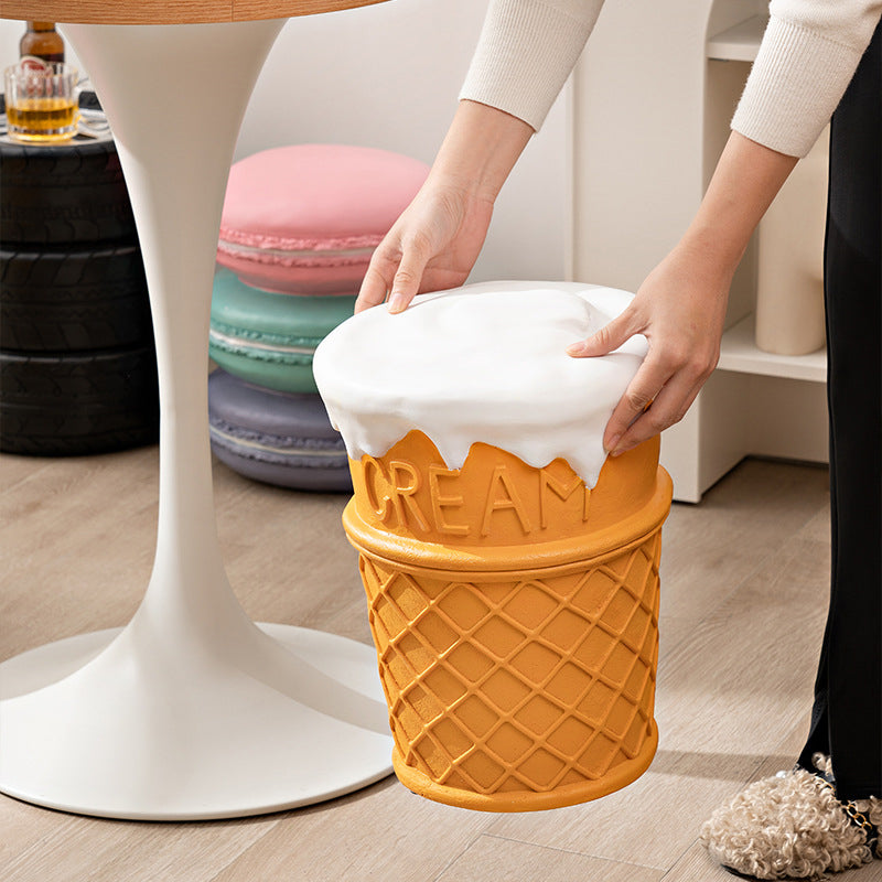 Contemporary Creative Cylindrical Donut Macaroon Pineapple Tire Ice Cream Resin Chair For Living Room