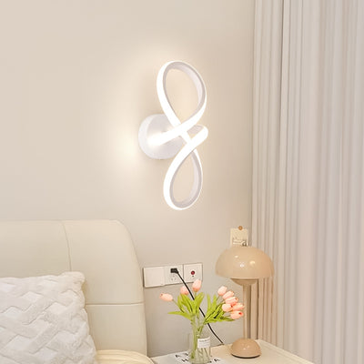 Applique murale LED en spirale créative contemporaine en fer et silicone pour chambre à coucher 