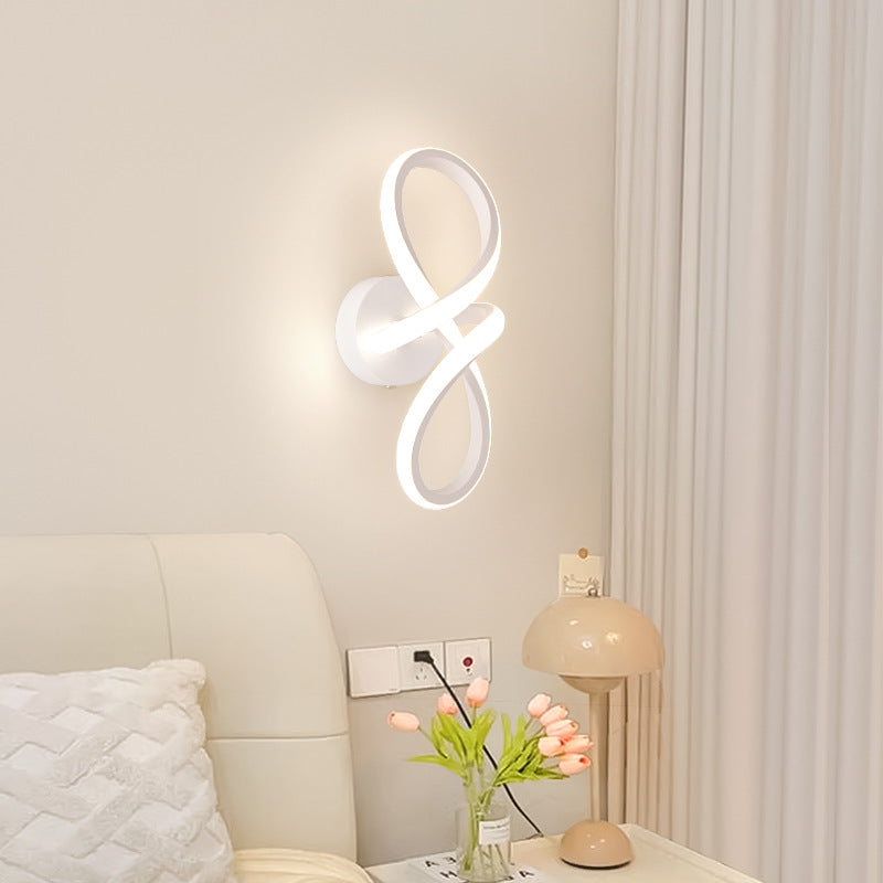 Contemporary Creative Spiral Ring Iron Silicone LED Wall Sconce Lamp For Bedroom