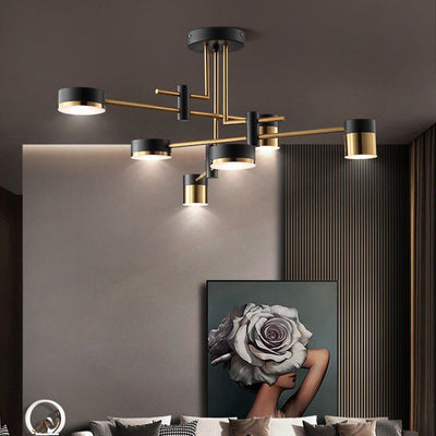 Contemporary Scandinavian Iron Acrylic Round LED Semi-Flush Mount Ceiling Light For Living Room