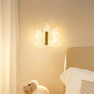 Contemporary Creative Metal Acrylic Butterfly Morning Glory Maple Leaf LED Wall Sconce Lamp For Bedside