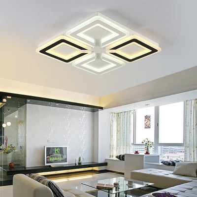 Modern Minimalist Diamond Iron Acrylic LED Flush Mount Ceiling Light For Living Room