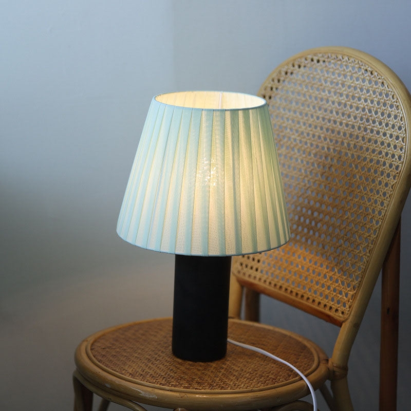 Lampe de table à 1 lumière cylindrique en tissu céramique de simplicité moderne pour chambre à coucher 