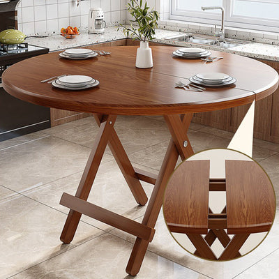 Contemporary Scandinavian Round Table Top Solid Wood Dining Table For 4 Seats