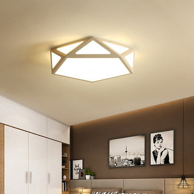 Modern Simplicity Openwork Diamond Acrylic Shade LED Flush Mount Ceiling Light For Living Room