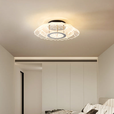 Modern Luxury Iron Stainless Steel Acrylic Flower Round LED Semi-Flush Mount Ceiling Light For Bedroom