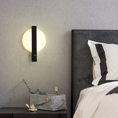 Modern Minimalist Round Rectangle Iron Aluminum Acrylic LED Wall Sconce Lamp For Living Room