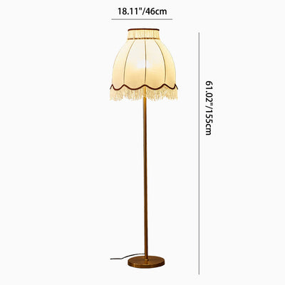 Traditionelle Retro Dome Quaste Eisen Stoff 1-Licht Stehlampe für Wohnzimmer 