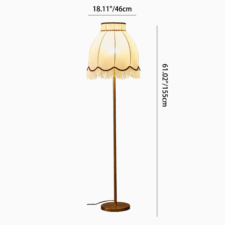 Traditionelle Retro Dome Quaste Eisen Stoff 1-Licht Stehlampe für Wohnzimmer 