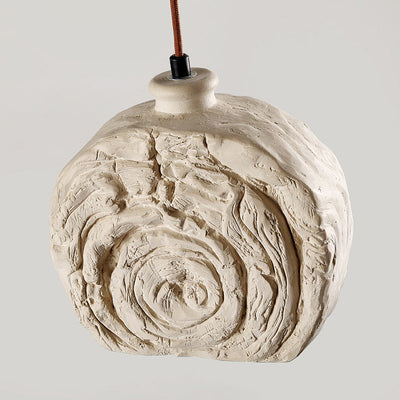 Contemporary Industrial Round Snail Shell Shape Cement 1-Light Pendant Light For Living Room