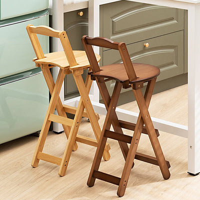 Modern Minimalist Round Square Bamboo Bar Stool Backrest Armless For Dining Room