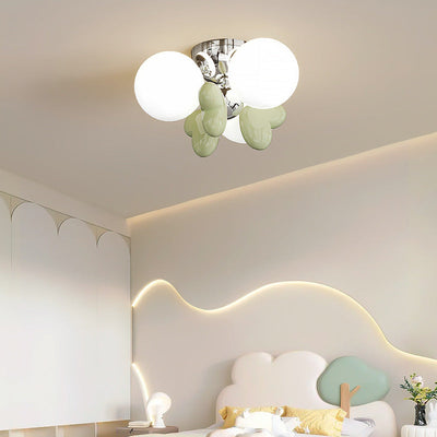 Modern Minimalist Dome Orb Love Iron Resin Glass LED Semi-Flush Mount Ceiling Light For Bedroom