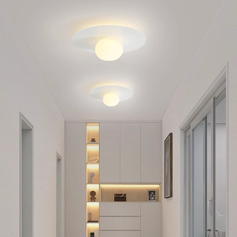 Contemporary Scandinavian Metal PE Round Ball LED Flush Mount Ceiling Light For Hallway