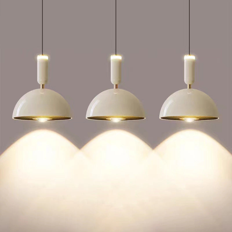 Modern Minimalist Round Dome Aluminum Acrylic LED Pendant Light For Bedroom