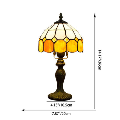 Traditional Tiffany Cylinder Half Globe Aluminum Glass 1-Light Table Lamp For Bedroom